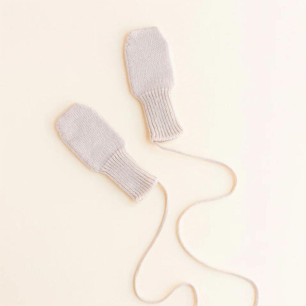 Mouffles/Gants bébé en tricot blanc cassé Fiza Cream