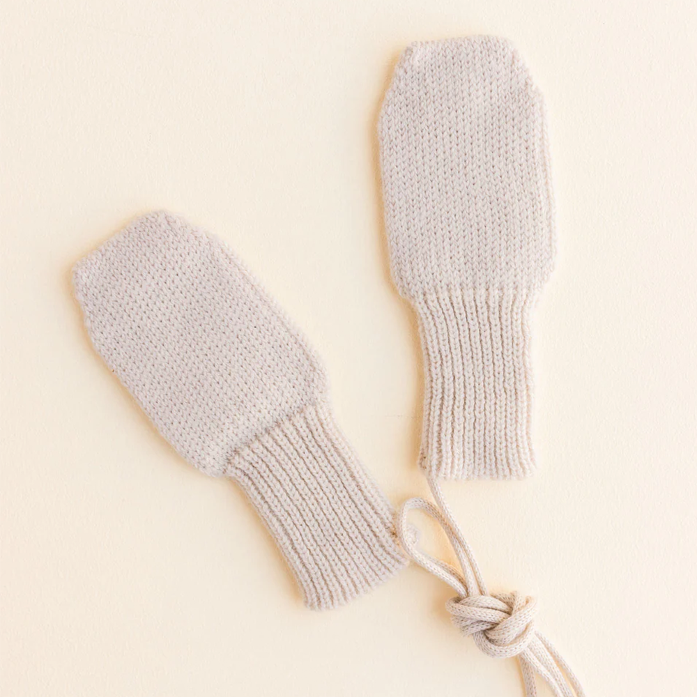 Mouffles/Gants bébé en tricot blanc cassé Fiza Cream