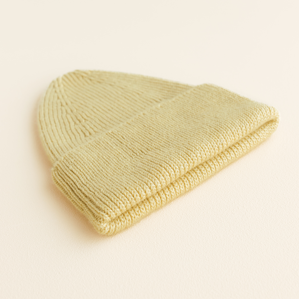White Kids Beanie Fonzie Light Yellow
