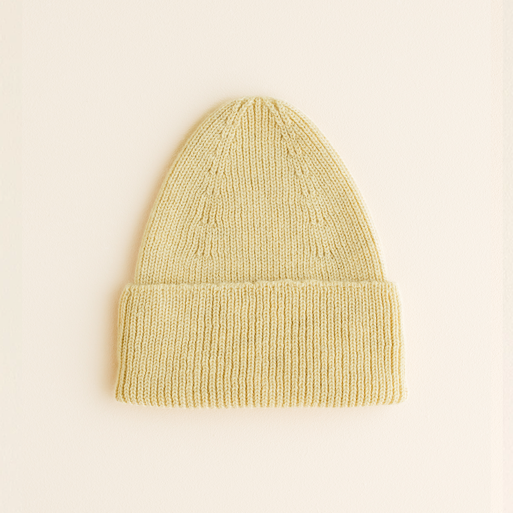 White Kids Beanie Fonzie Light Yellow