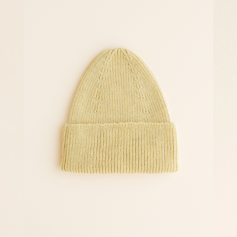 Hvid Newborn Beanie Fonzie Light Yellow