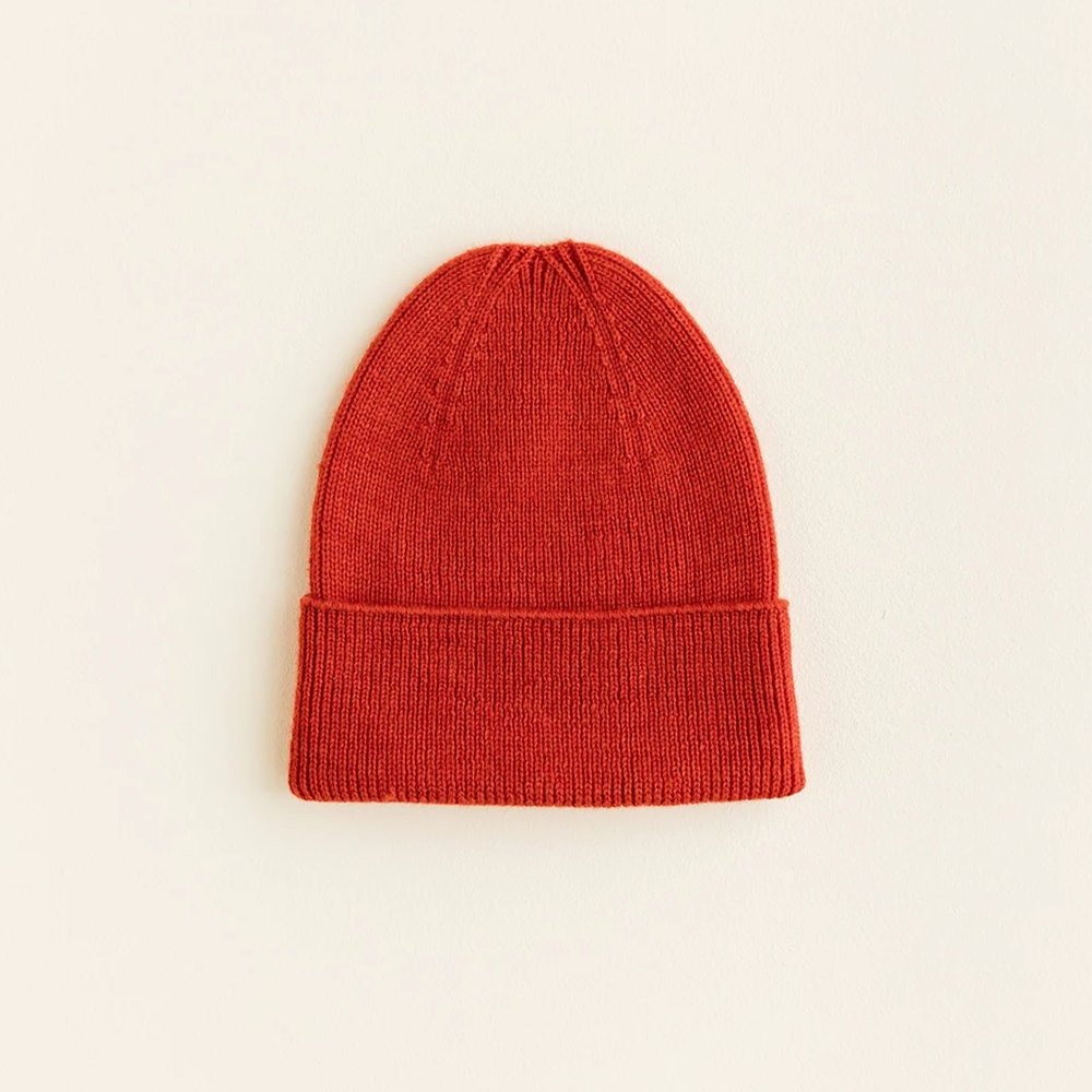 Hvid Newborn Beanie Red