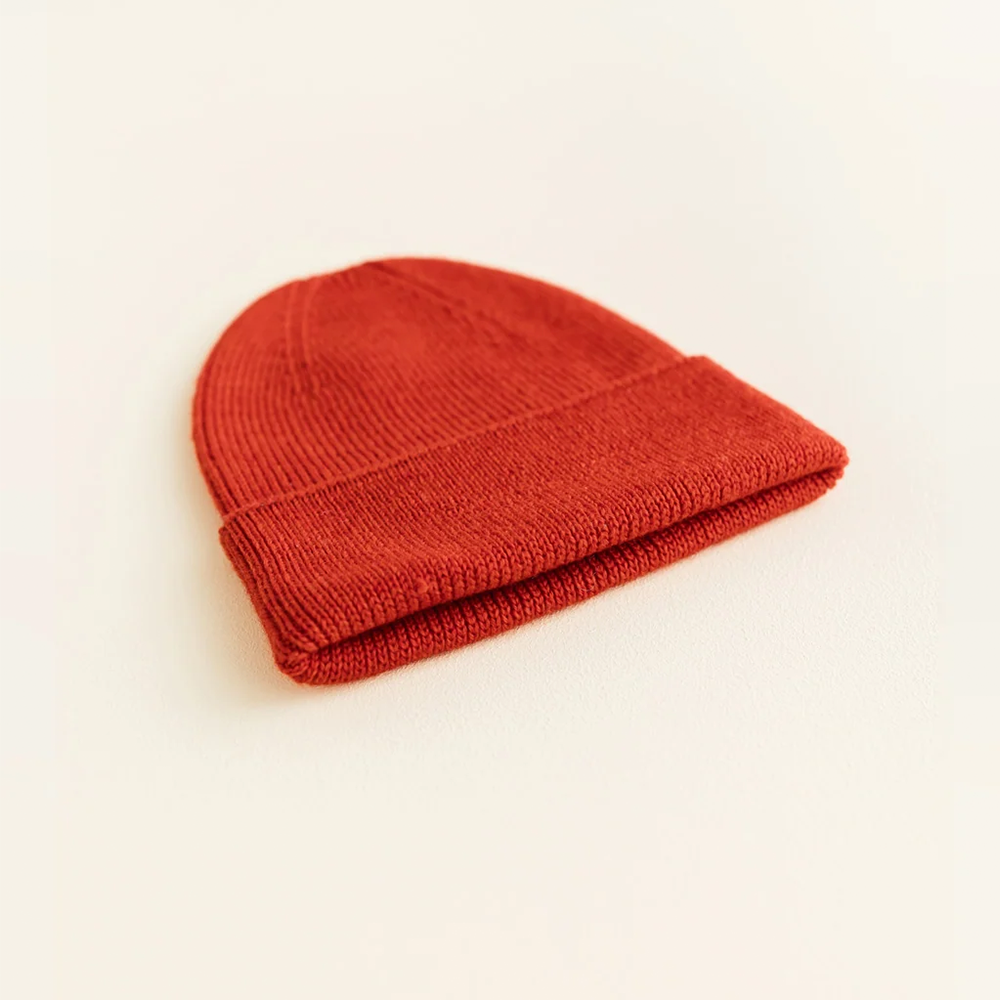 Hvid Newborn Beanie Red