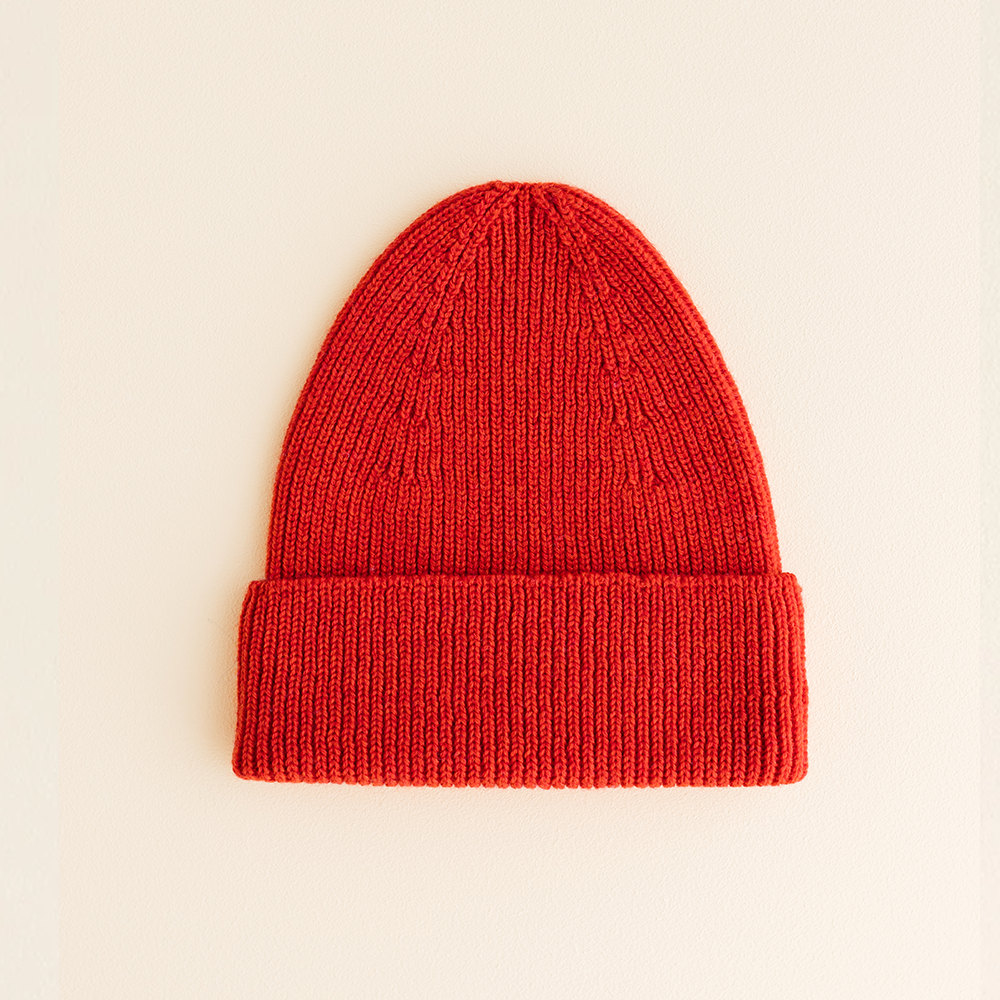 Hvid  Kids Beanie Fonzie  Red