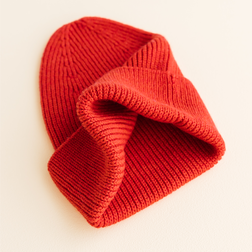 Hvid  Kids Beanie Fonzie  Red