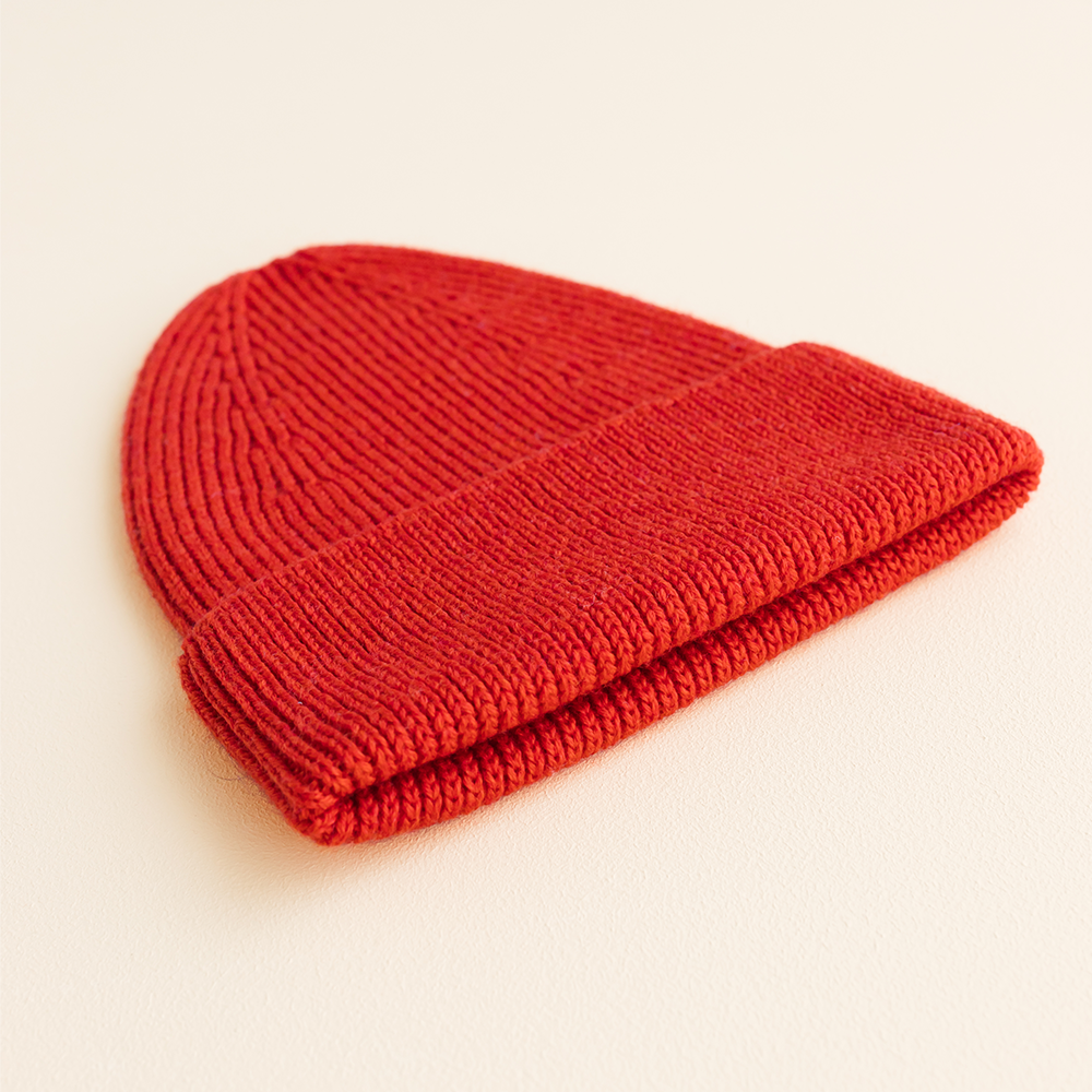 Hvid  Kids Beanie Fonzie  Red