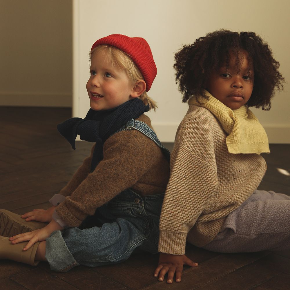 Hvid  Kids Beanie Fonzie  Red
