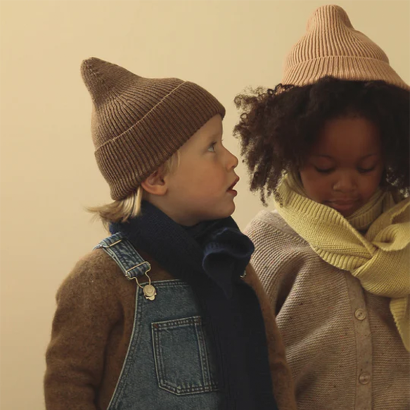 Hvid  Kids Beanie Fonzie  Mocha