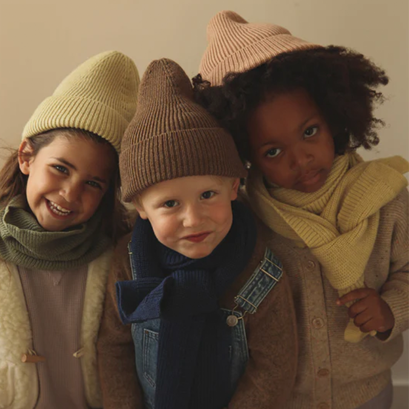 Hvid  Kids Beanie Fonzie  Mocha