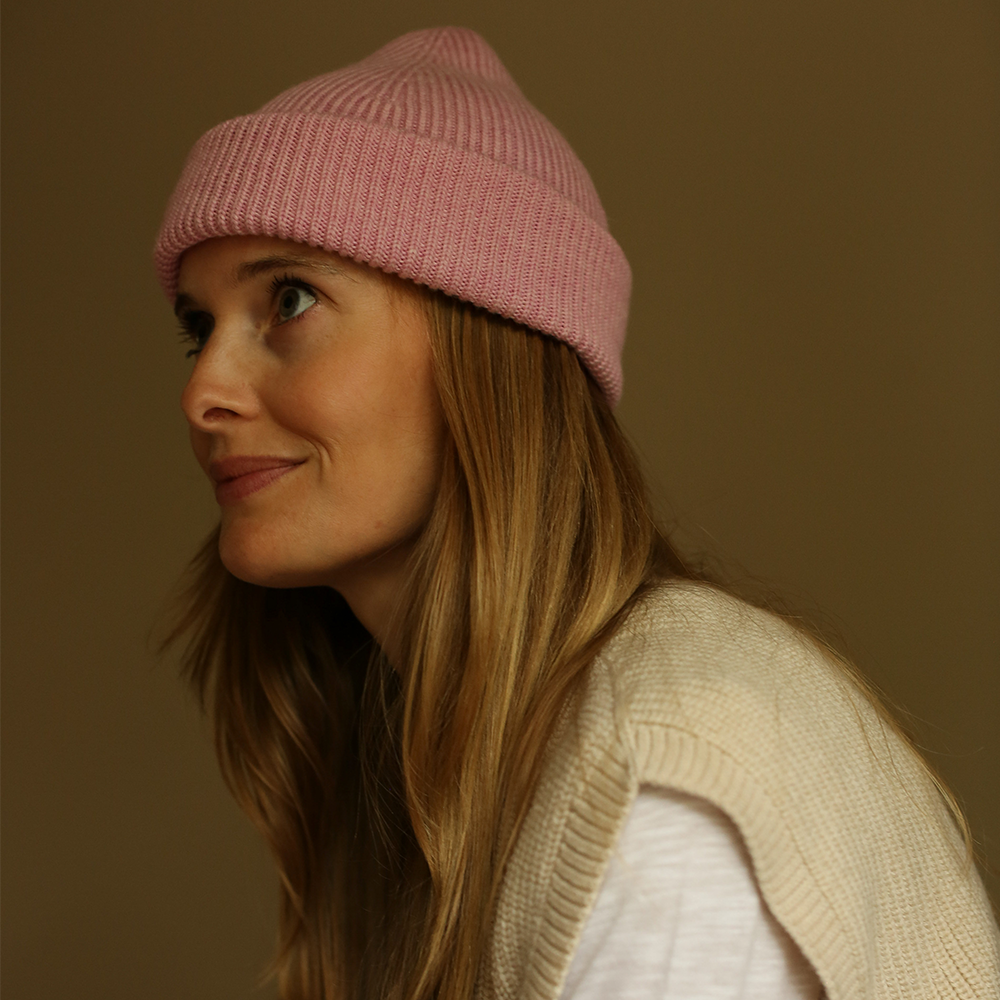 White Beanie Fonzie for Adults Cotton Candy