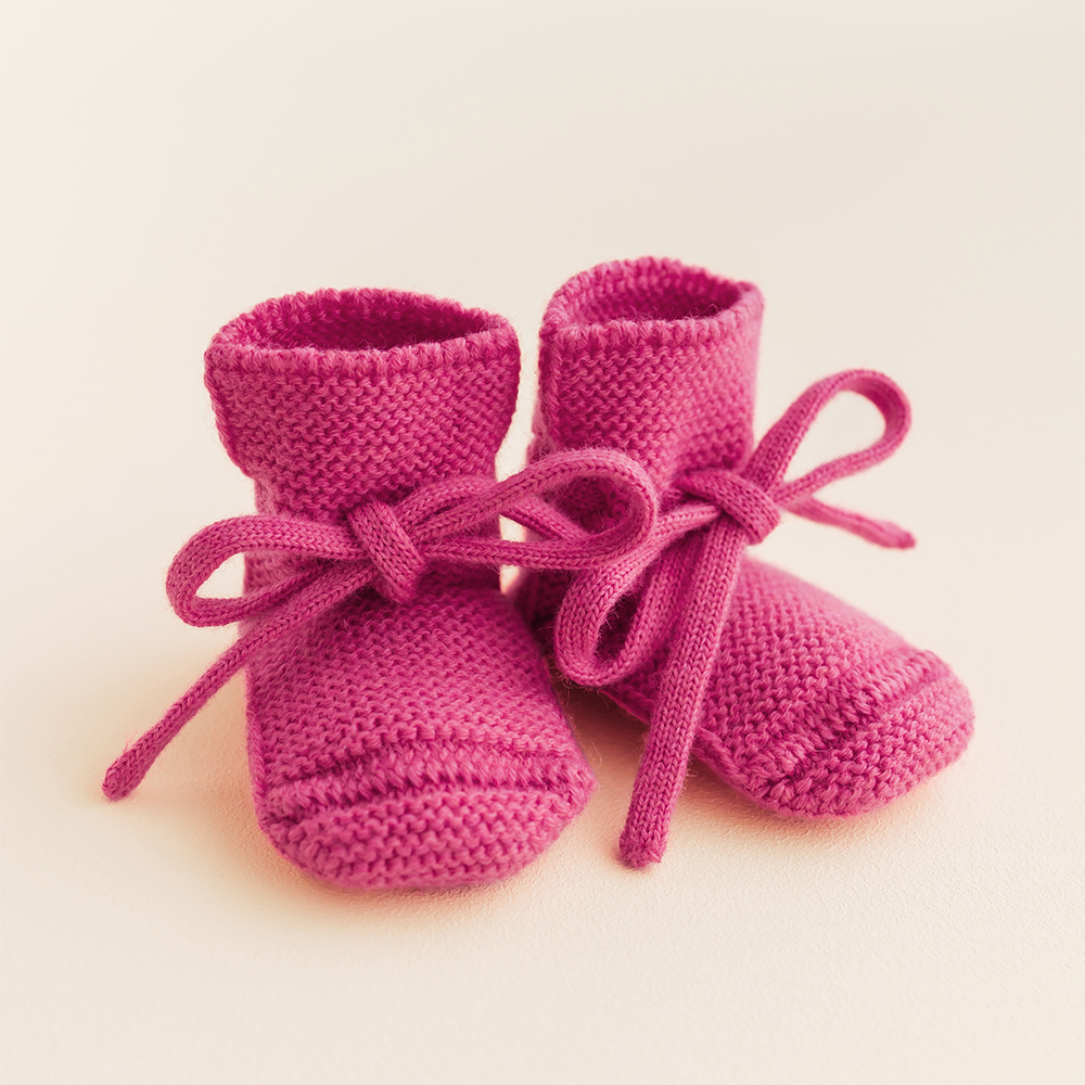 Hvid  Baby Strickschuhe Booties Fuchsia
