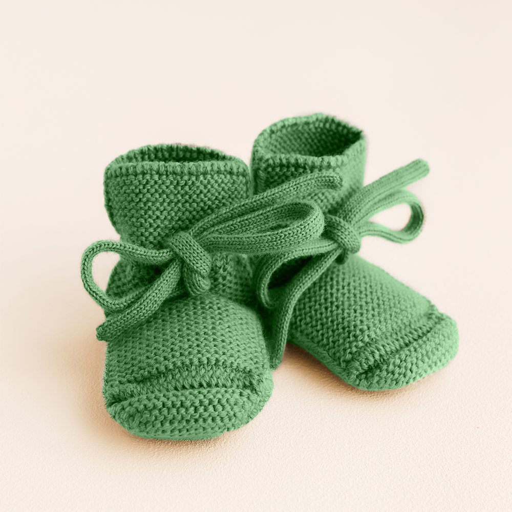 Hvid  Baby Strickschuhe Booties Grass