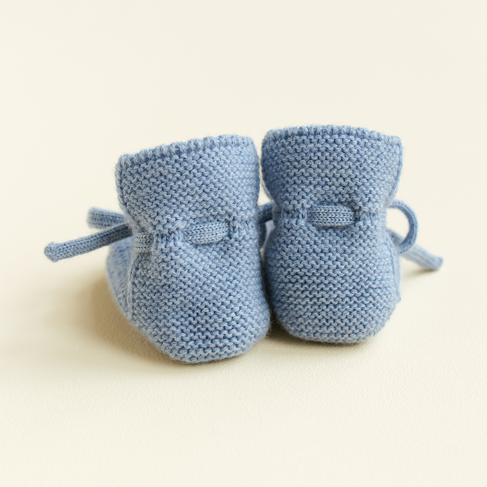 White Baby Knitted Shoes Booties Light Blue
