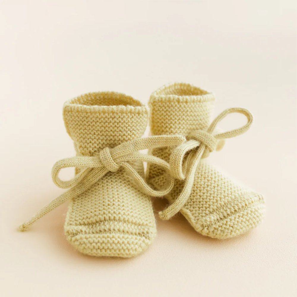 Hvid  Baby Strickschuhe Booties  Light Yellow