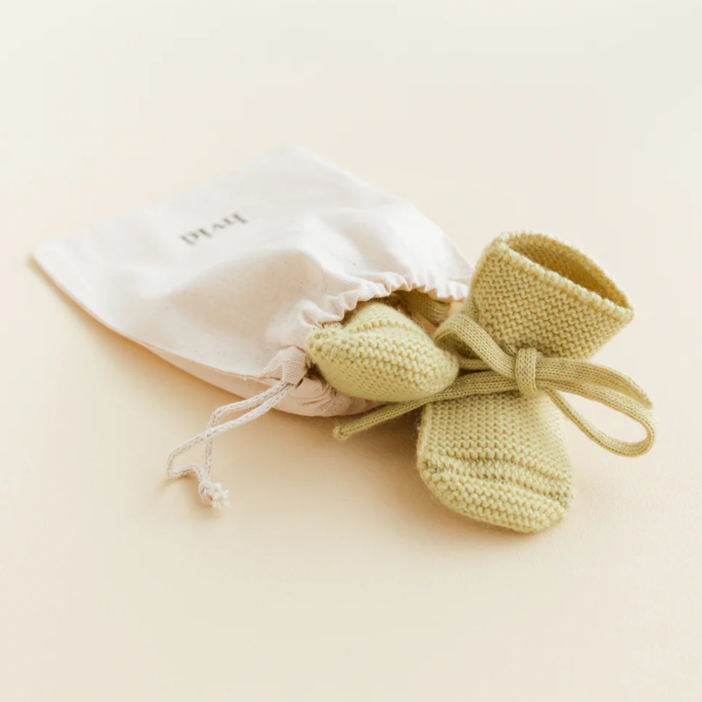 Hvid  Baby Strickschuhe Booties  Light Yellow