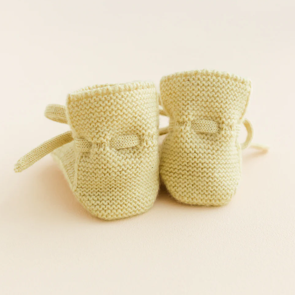 Hvid  Baby Strickschuhe Booties  Light Yellow