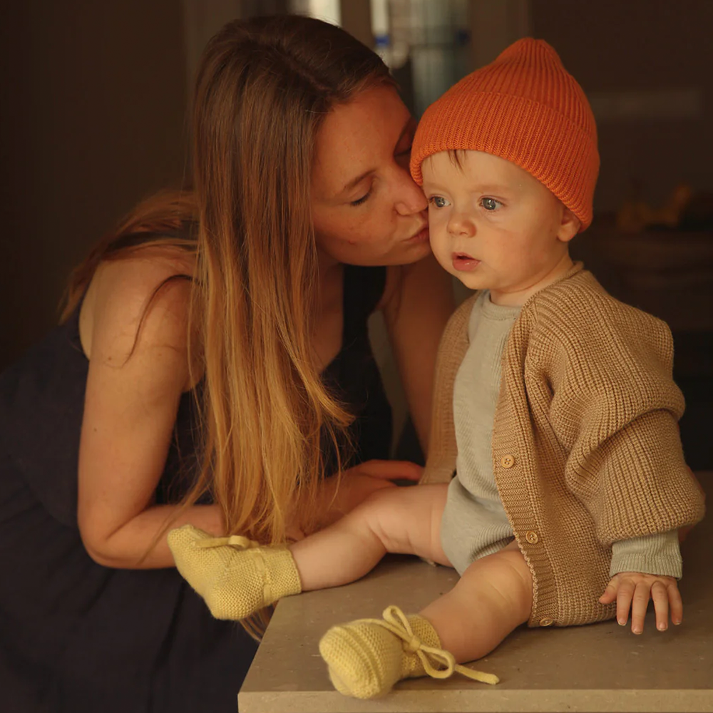 Hvid  Baby Strickschuhe Booties  Light Yellow