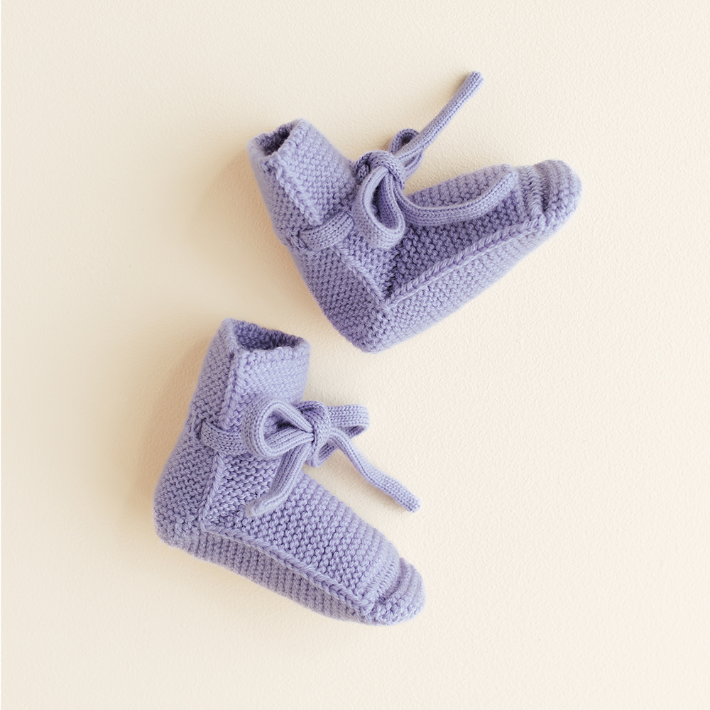 Hvid  Baby Strickschuhe Booties  Lilac