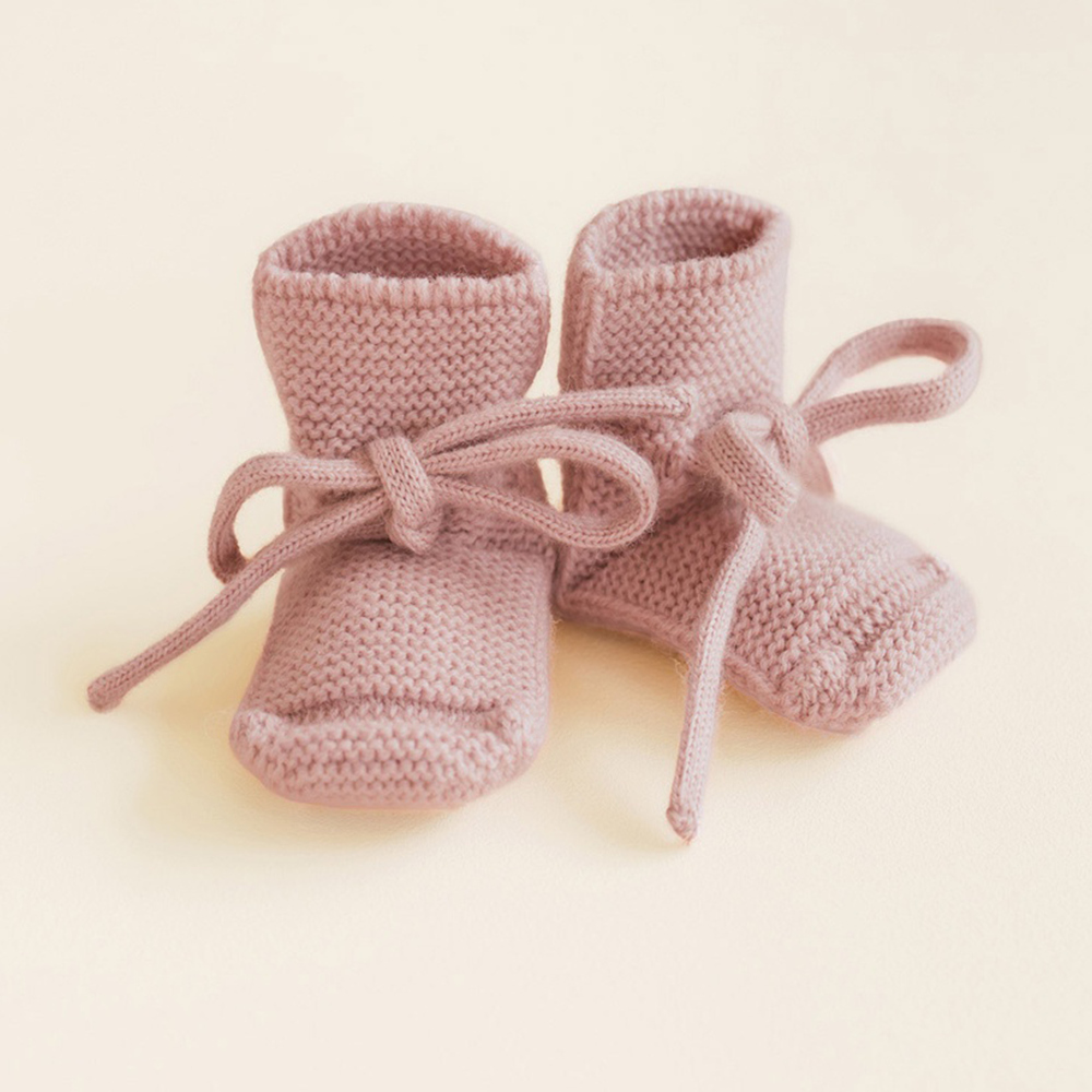 White Baby Knitted Booties Powder
