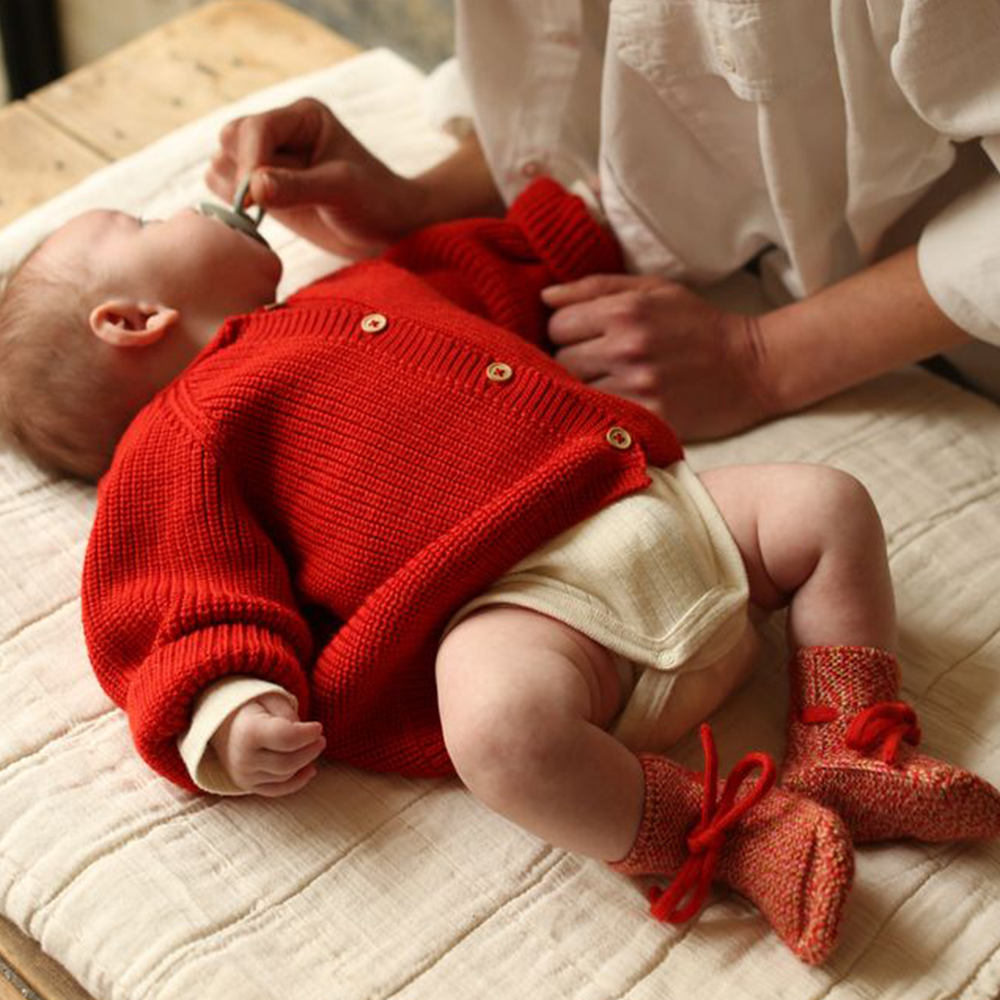 Hvid  Baby Cardigan 'Inga' Rot