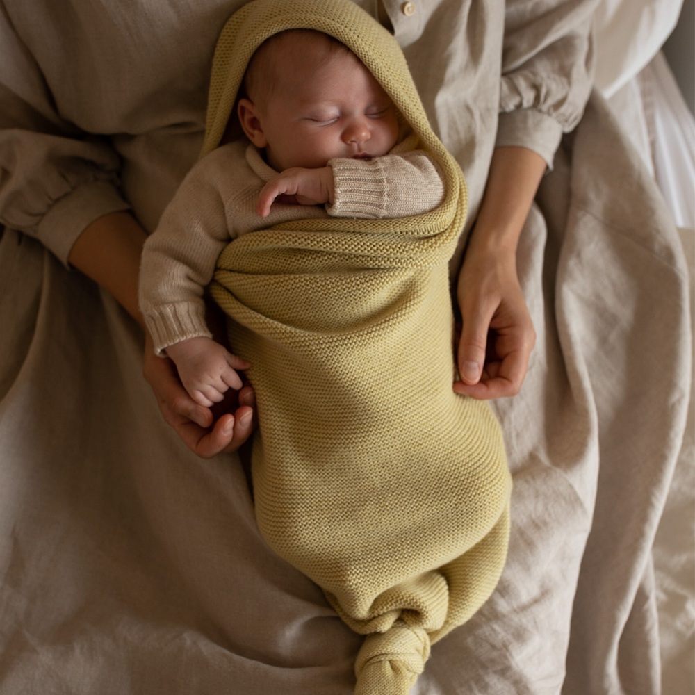 Hvid Strick Cocoon Light Yellow
