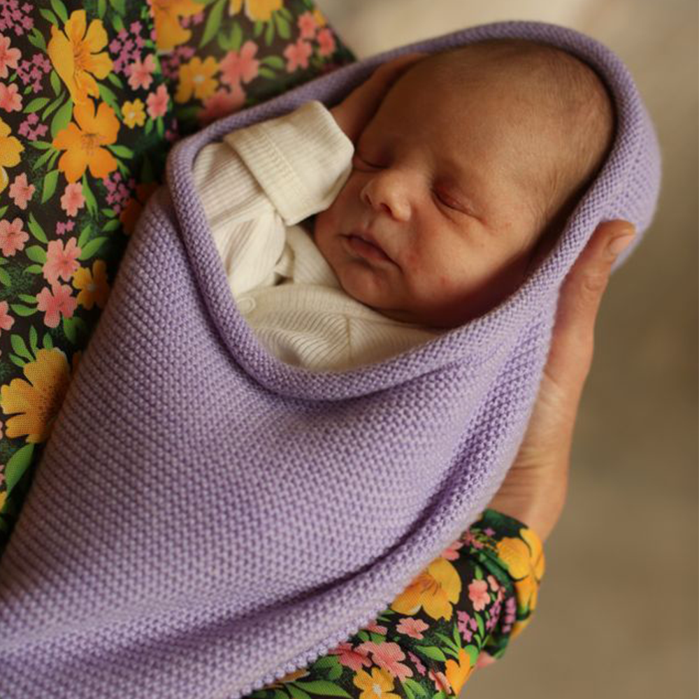 Hvid Strick Cocoon Lilac