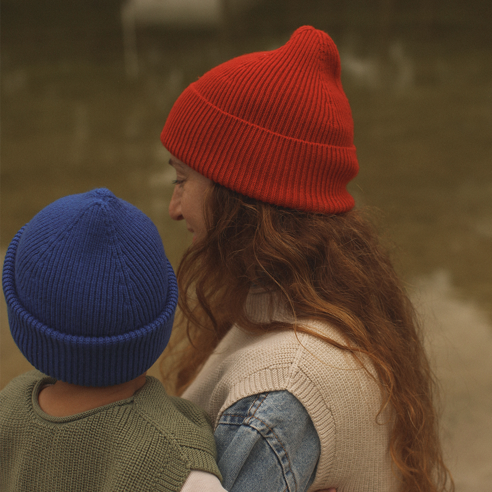 Hvid  Beanie Fonzie für Erwachsene Red