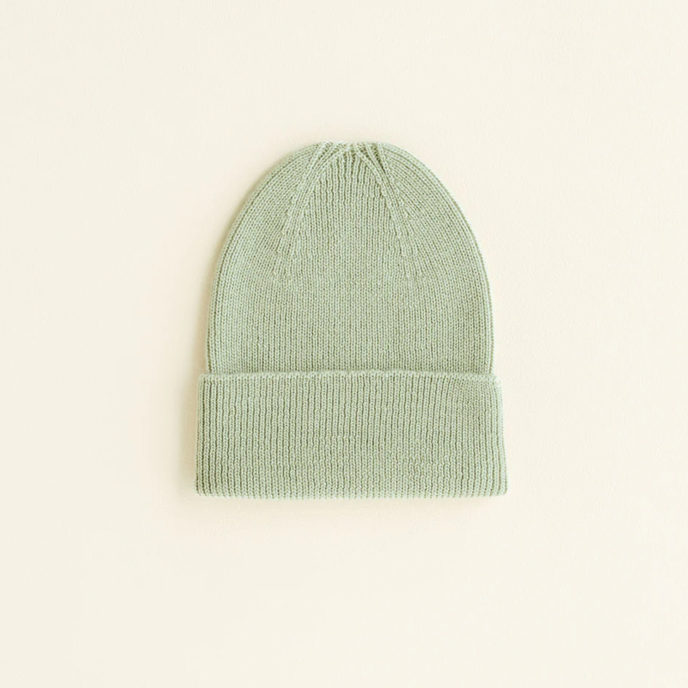 Hvid Newborn Beanie Fonzie Mint