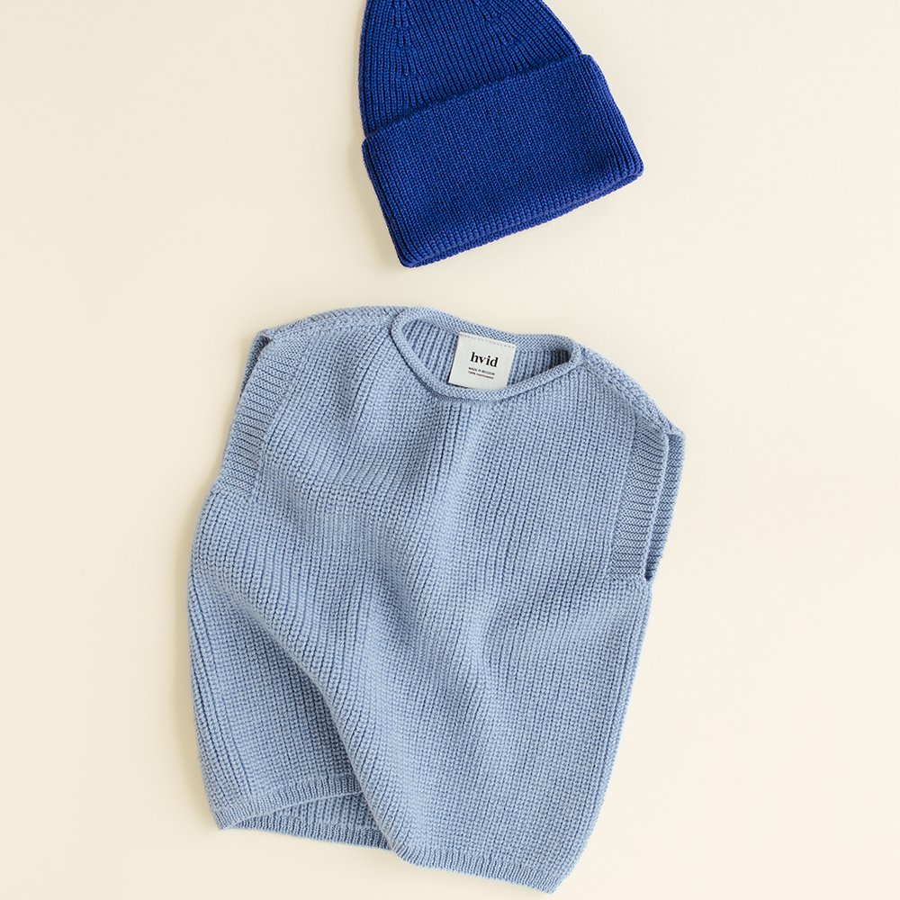 Hvid  Baby Strickweste &#39;Harvey&#39; Light Blue