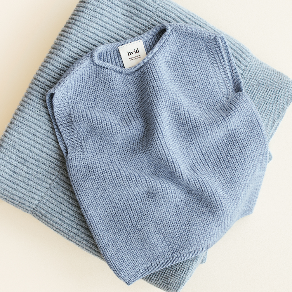 Hvid  Baby Strickweste &#39;Harvey&#39; Light Blue