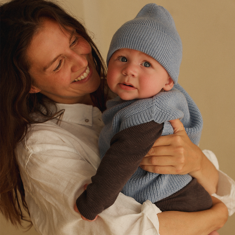 Hvid  Baby Strickweste &#39;Harvey&#39; Light Blue