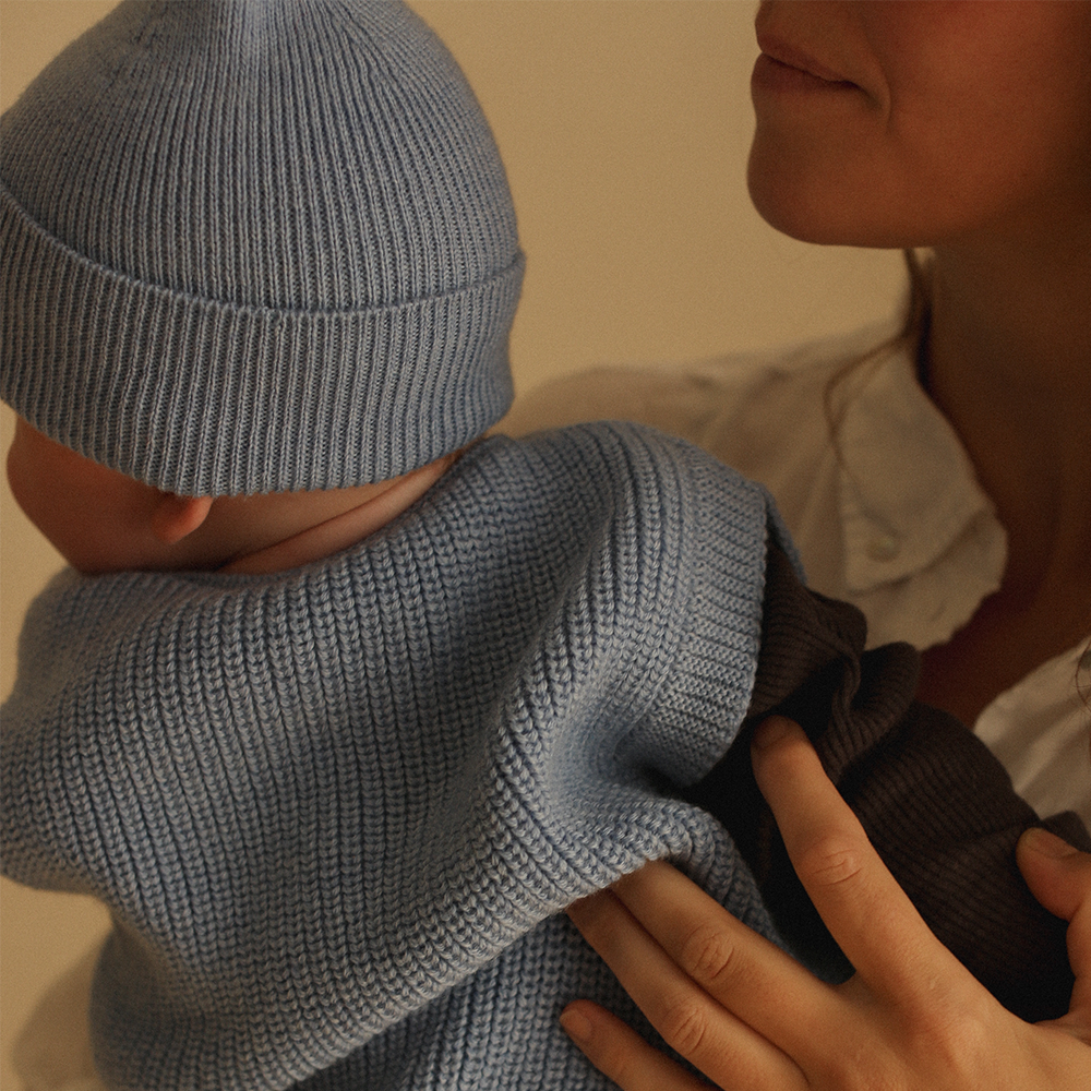 Hvid  Baby Strickweste &#39;Harvey&#39; Light Blue