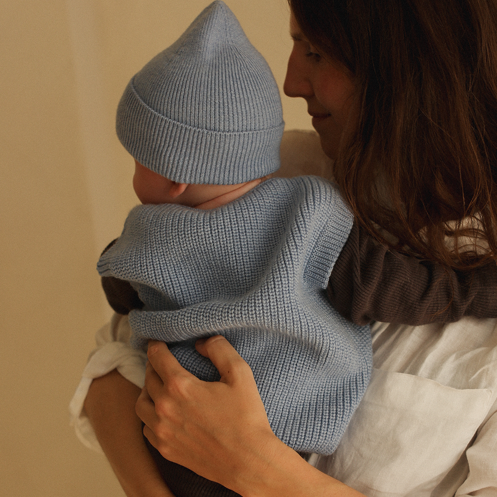Hvid  Baby Strickweste &#39;Harvey&#39; Light Blue