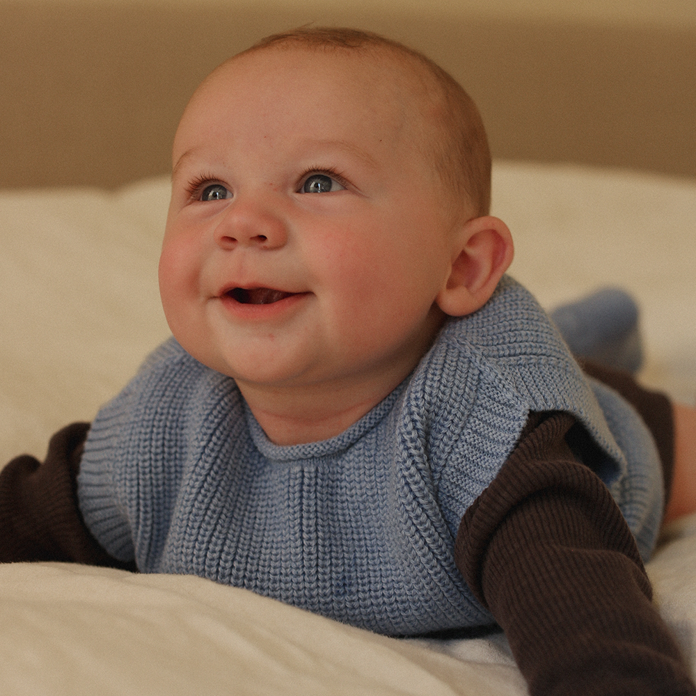Hvid  Baby Strickweste &#39;Harvey&#39; Light Blue