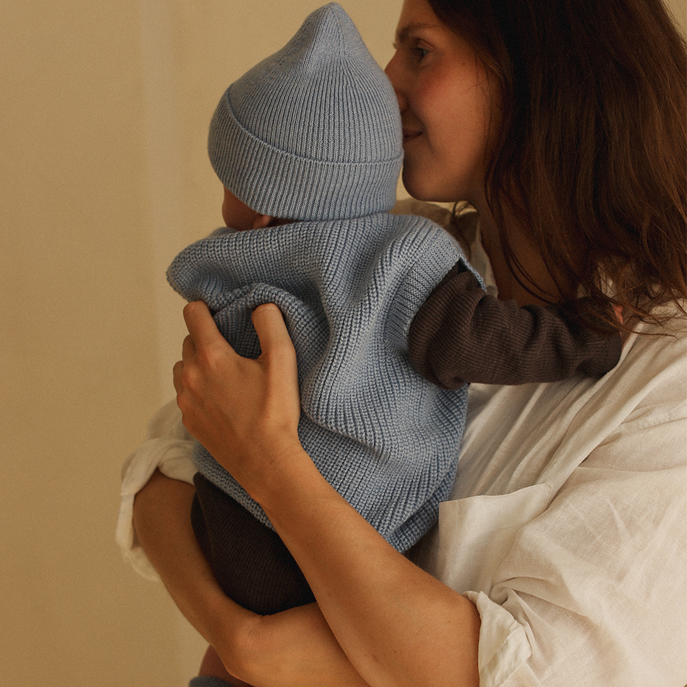 Hvid  Baby Strickweste &#39;Harvey&#39; Light Blue