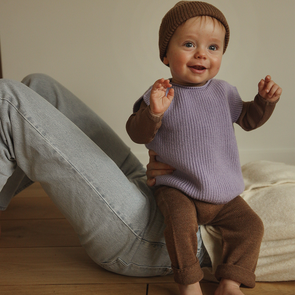 Hvid  Baby Strickweste 'Harvey' Lilac - Online MY SNOWFLAKE