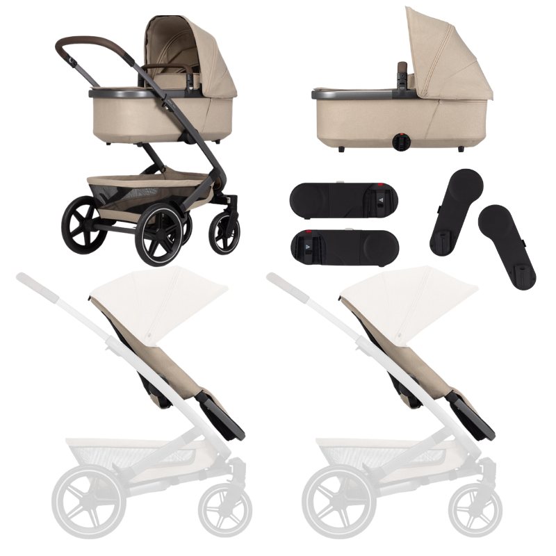 Joolz Zwillingskinderwagen Set für den Geo3 in Sandy Taupe.