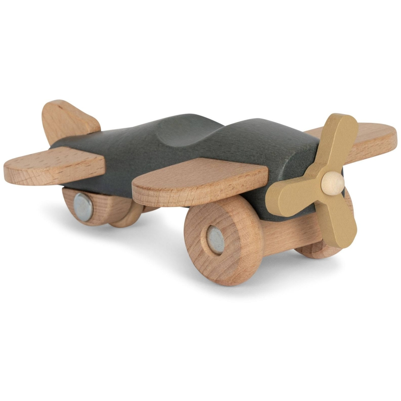 Holzflugzeug mit beweglichen Rädern und Propeller von Konges Sløjd