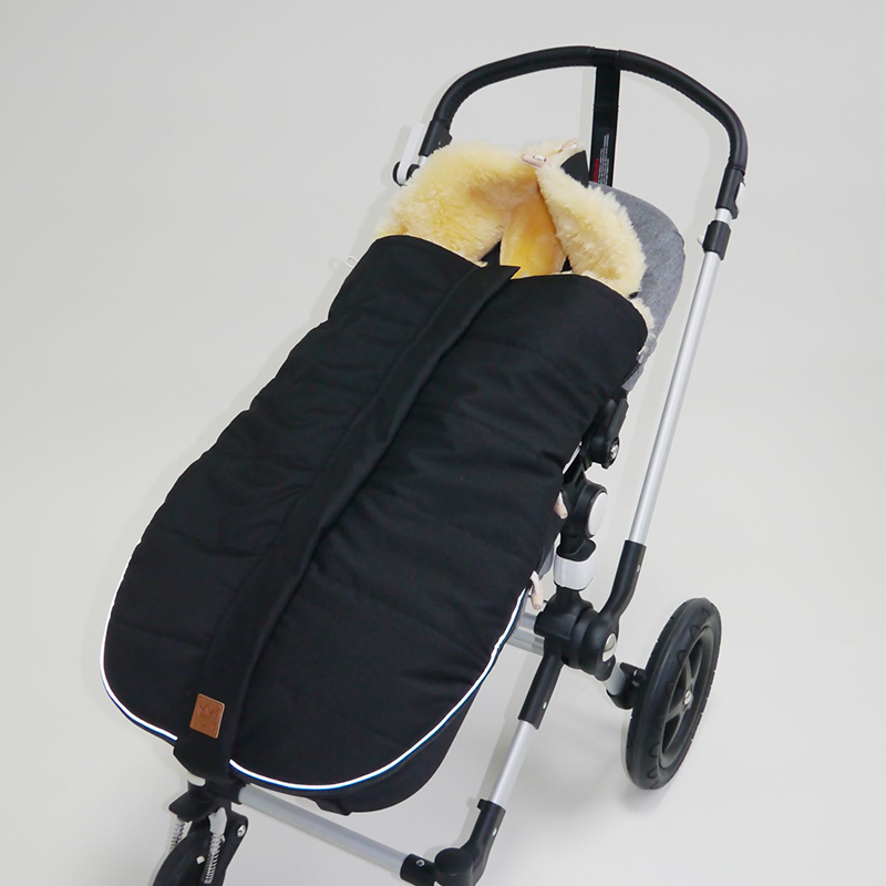 Lambskin Stroller Footmuff 'ALLEX' Black