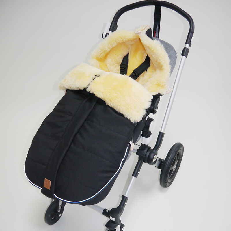Lambskin Stroller Footmuff 'ALLEX' Black
