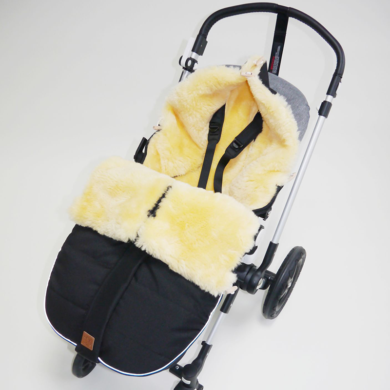 Lambskin Stroller Footmuff 'ALLEX' Black