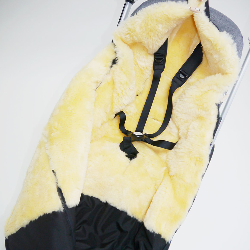 Lambskin Stroller Footmuff 'ALLEX' Black