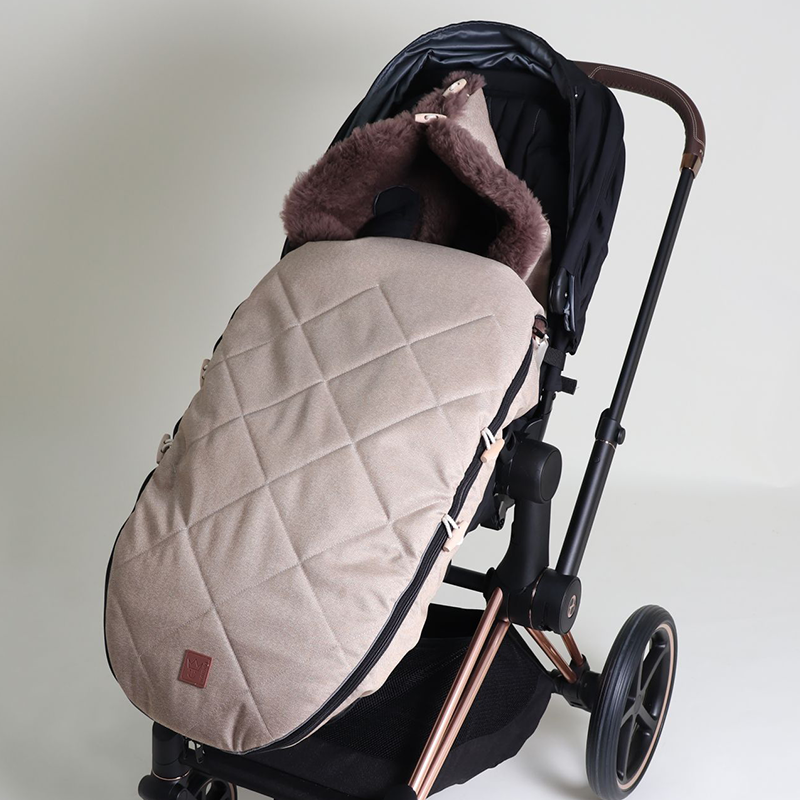 Lammfell Kinderwagenfusssack 'TOFFEE'  Sand Melange