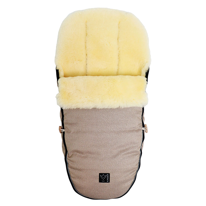 Lammfell Kinderwagenfusssack 'LOVE THE NATURE ' Sand Melange