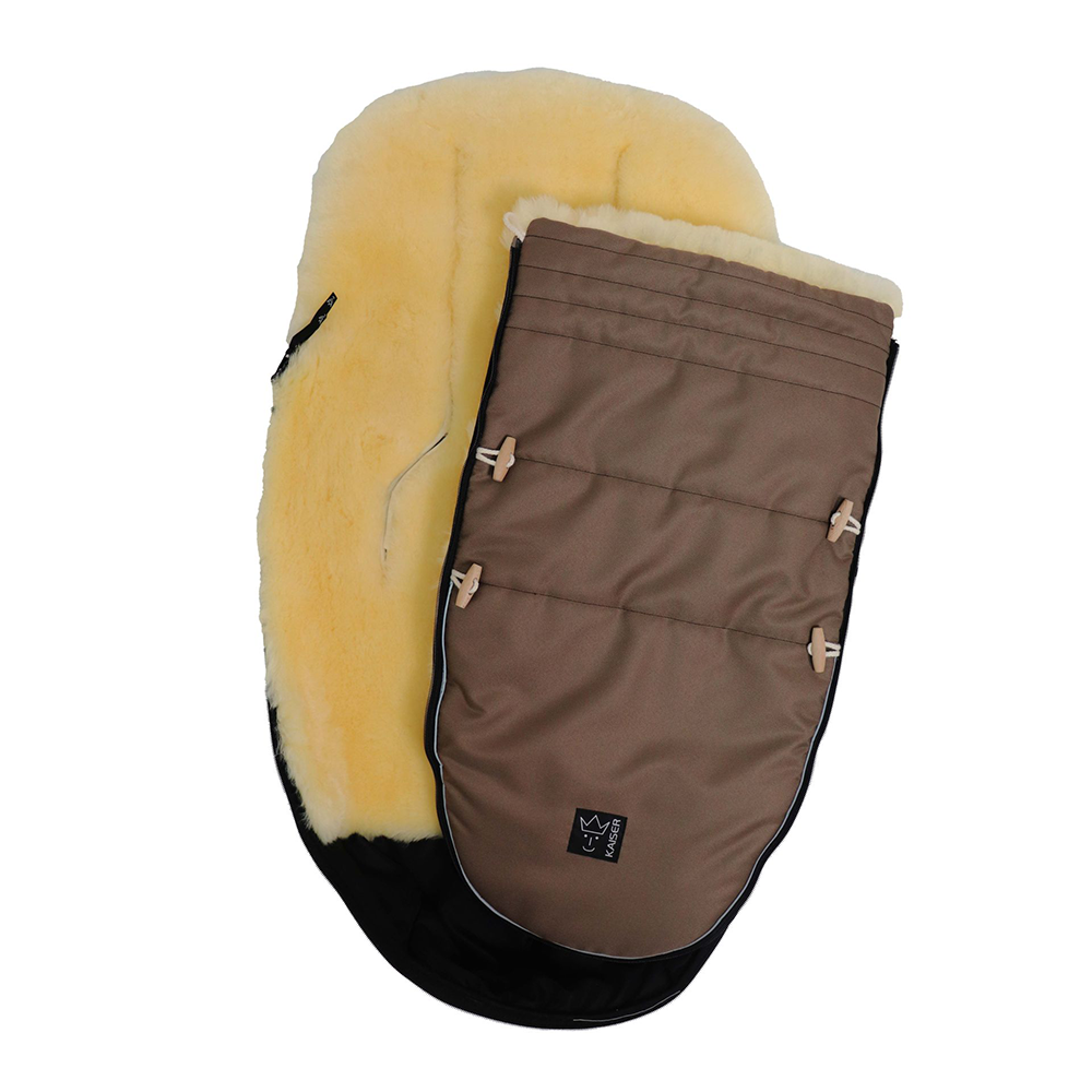 Lammfell Kinderwagenfusssack 'LOVE THE NATURE' Caribou
