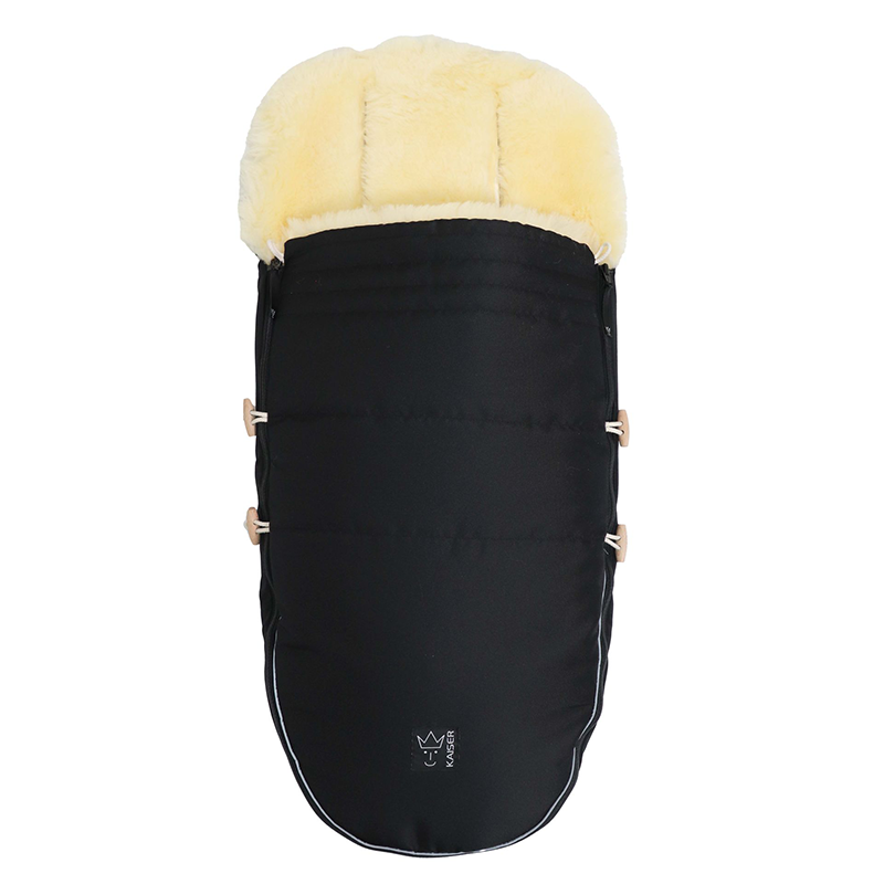 Lambskin Stroller Footmuff 'LOVE THE NATURE' Black
