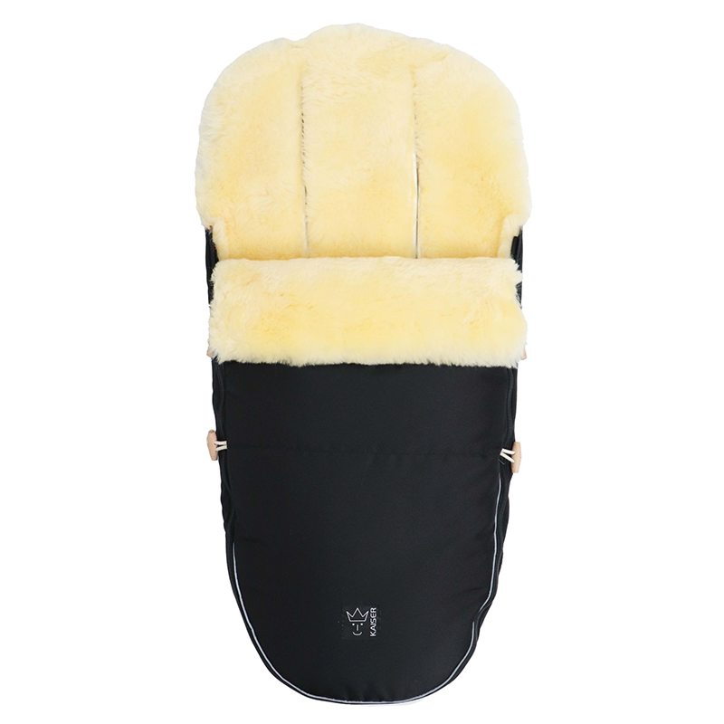 Lambskin Stroller Footmuff 'LOVE THE NATURE' Black
