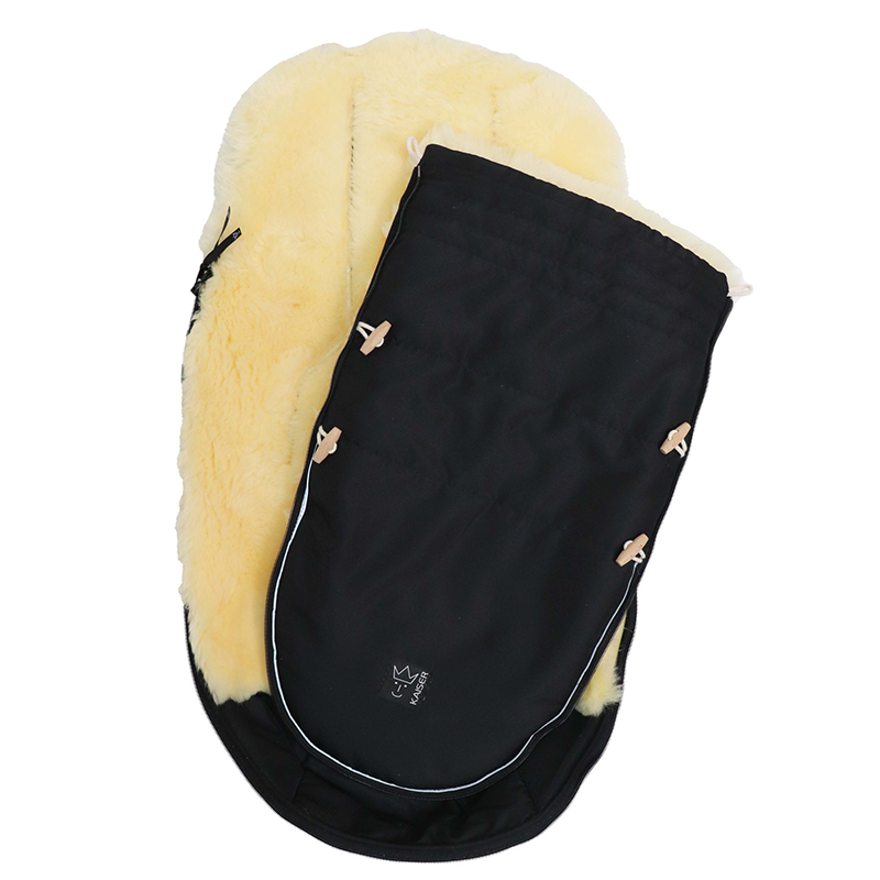 Lambskin Stroller Footmuff 'LOVE THE NATURE' Black