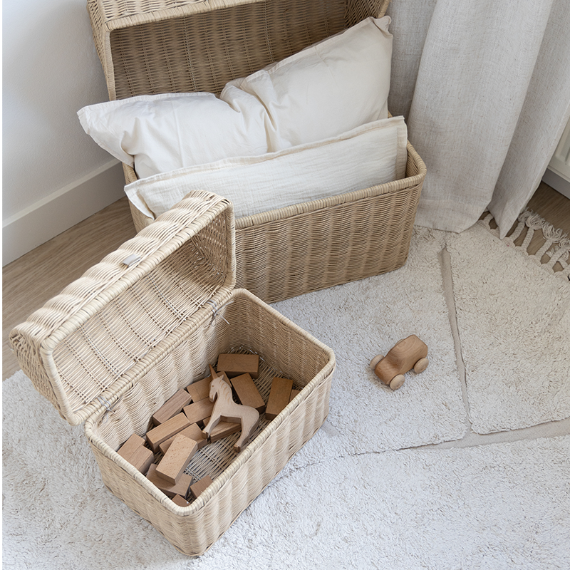 Kas Kopenhagen 3er Set handgeflochtene Raffia Körbe Sand