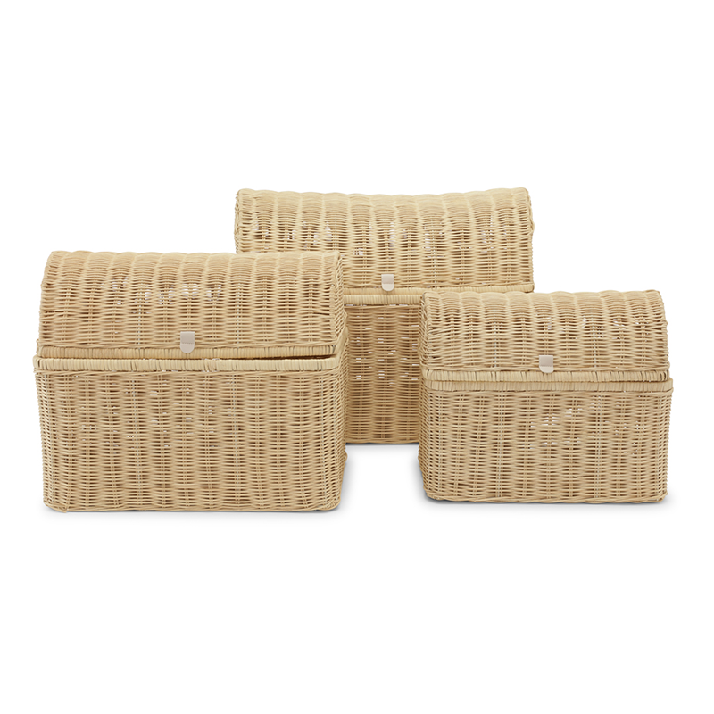 Kas Kopenhagen 3er Set handgeflochtene Raffia Körbe Sand
